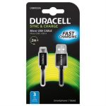 Duracell Καλώδιο Σύνδεσης USB 2.0 USB A σε Micro USB 2m Μαύρο – Mobit.gr