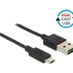 POWERTECH Καλώδιο USB 2.0 σε USB Micro, Dual Easy USB, 1m, Μαύρο – Mobit.gr