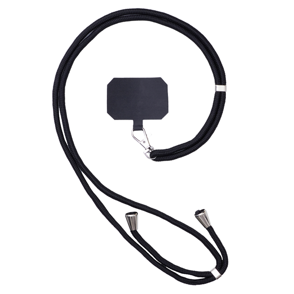 Stylish-cord-lanyard-with-an-inlay-for-the-phone-keys-black-95391_1 λουράκι για κινητό Μαύρο - Image 1