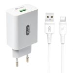 220V XO 15W, USB-A, QC3.0  με καλώδιο Type-C σε Type-C, 2.4A, L63 /white/ – Mobit.gr