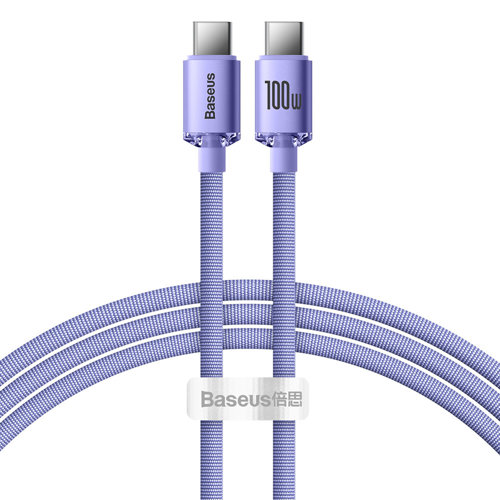 Baseus Crystal Shine Series cable USB cable for fast charging and data transfer USB Type C - USB Type C 100W 1.2m purple (CAJY000605) - Image 1