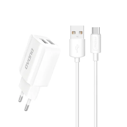 Dudao EU wall charger 2x USB 5V / 2.4A + USB Type C cable white (A2EU + Type-c white) – Mobit.gr