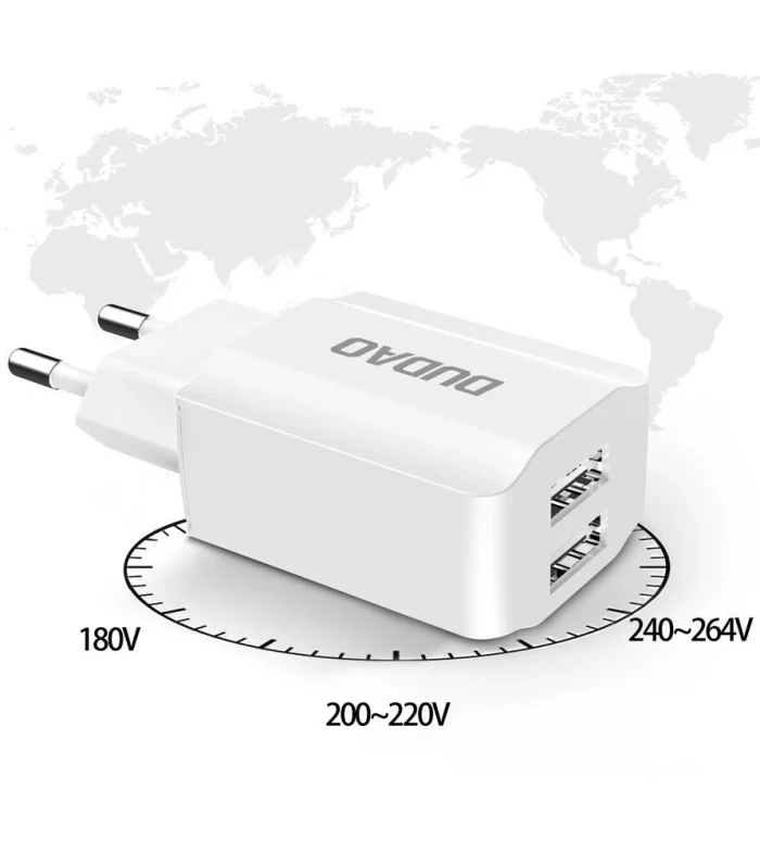 Dudao EU wall charger 2x USB 5V / 2.4A + USB Type C cable white (A2EU + Type-c white) – Mobit.gr