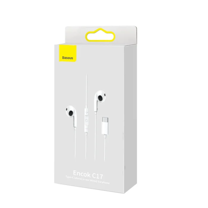 Ακουστικά - Baseus encok c17 in-ear wired headphones with usb type c microphone white (NGCR010002) – Mobit.gr