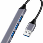 POWERTECH USB hub PT-1114, 4x θυρών, 5Gbps, USB-A σύνδεση, γκρι