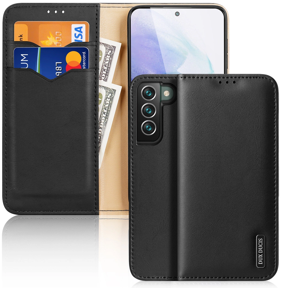 87826_17 Dux Ducis Hivo Leather Flip Cover Genuine Leather Wallet Cards And Documents Samsung Galaxy S22 + S22 Plus Μαύρο - Image 1