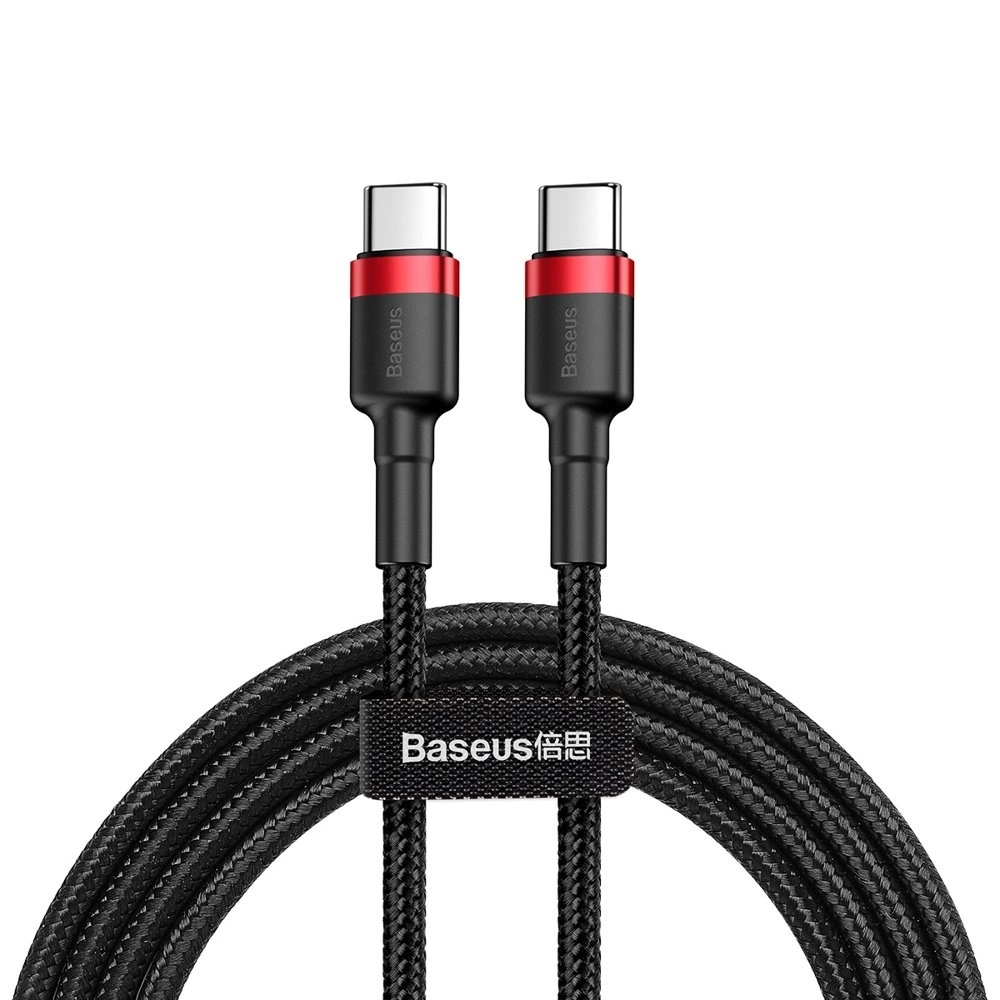 46966_1 Baseus CATKLF-H91 USB-C - USB-C PD QC cable 60W 3A 480Mb/s 2m - black and red - Image 1