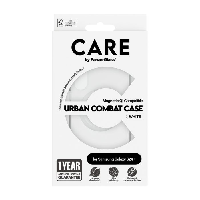 CARE by PanzerGlass® Flagship Case Transparent Urban Combat w. White Qi Compatible Samsung Galaxy S24 Plus – Mobit.gr