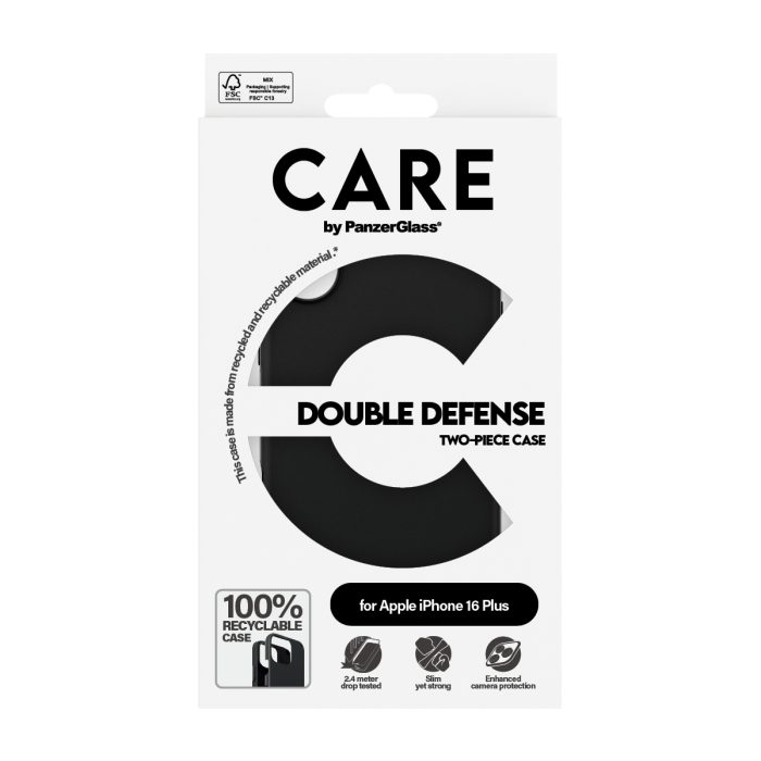 CARE by PanzerGlass® Feature Case Double Defence Black for Apple iPhone 16 Plus – Mobit.gr