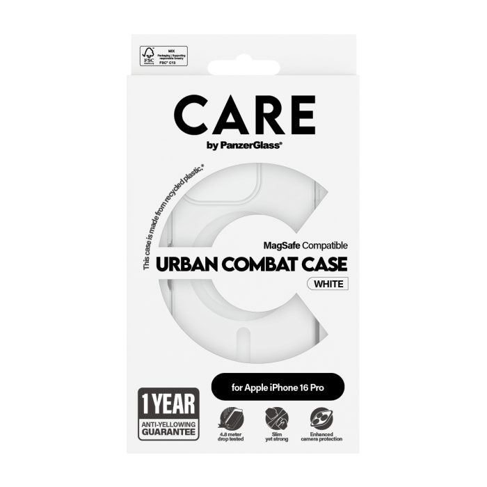 CARE by PanzerGlass® Flagship Case Urban Combat White MagSafe for Apple iPhone 16 Pro – Mobit.gr