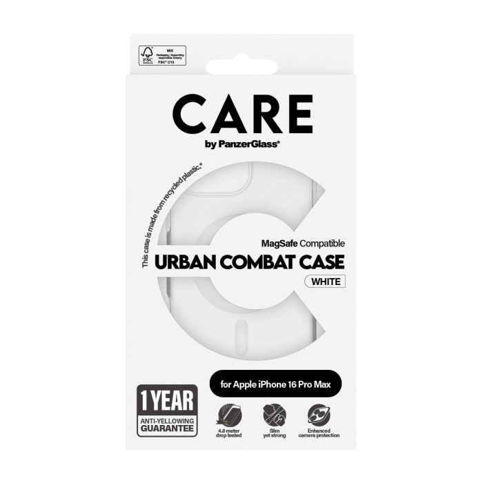 CARE by PanzerGlass® Flagship Case Urban Combat White MagSafe for Apple iPhone 16 Pro Max – Mobit.gr