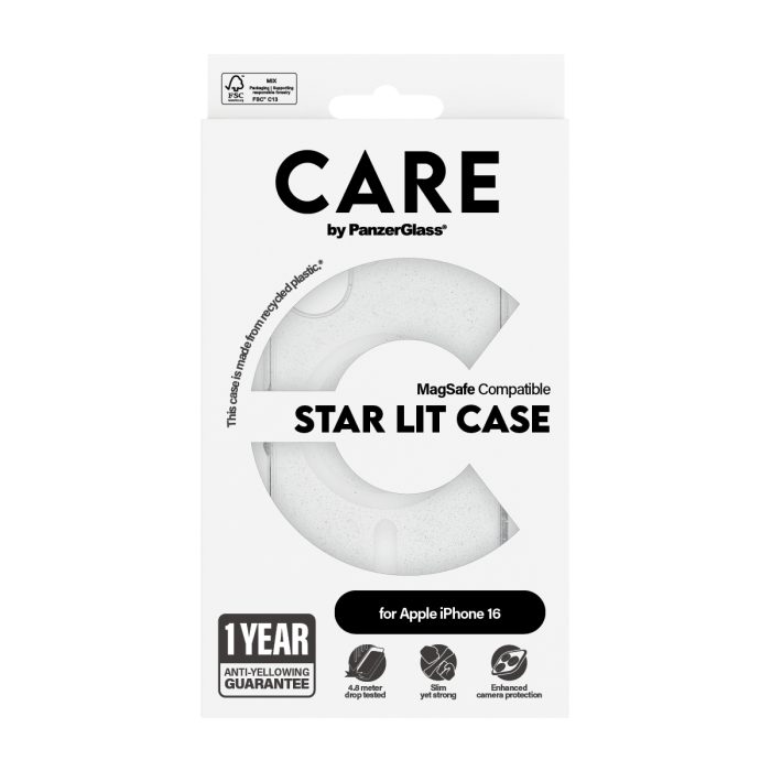 CARE by PanzerGlass® Flagship Case Star Lit w. White MagSafe for Apple iPhone 16 – Mobit.gr