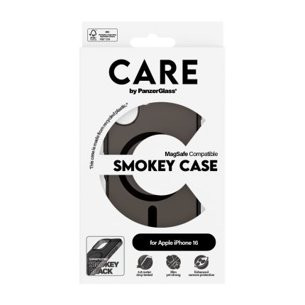 CARE by PanzerGlass® Flagship Case Smokey w. Black MagSafe for Apple iPhone 16 – Mobit.gr