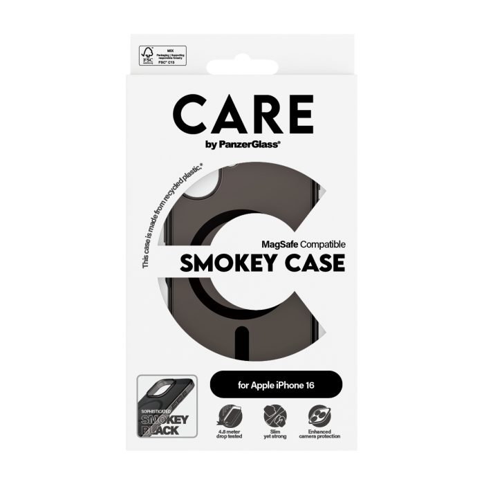 CARE by PanzerGlass® Flagship Case Smokey w. Black MagSafe for Apple iPhone 16 – Mobit.gr