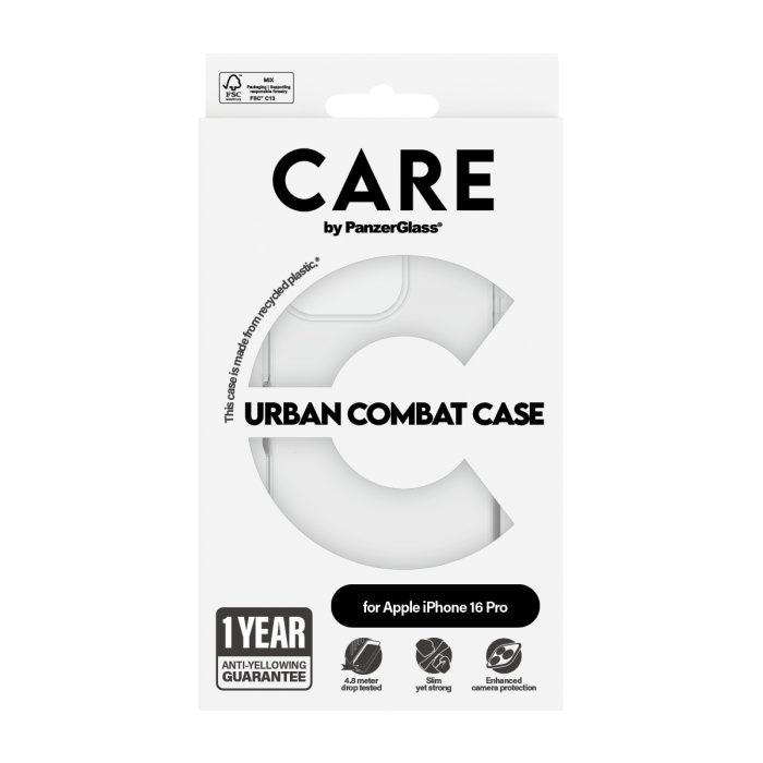 CARE by PanzerGlass® Flagship Case Transparent Urban Combat w. Clear Frame iPhone 16 Pro – Mobit.gr