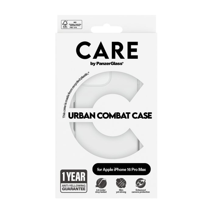 CARE by PanzerGlass® Flagship Case Transparent Urban Combat w. Clear Frame iPhone 16 Pro Max – Mobit.gr