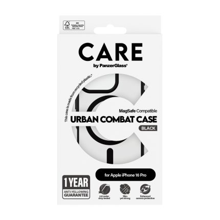 CARE by PanzerGlass® Flagship Case Urban Combat Black Frame & MagSafe for Apple iPhone 16 Pro – Mobit.gr