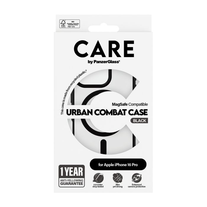 CARE by PanzerGlass® Flagship Case Urban Combat Black Frame & MagSafe for Apple iPhone 16 Pro – Mobit.gr