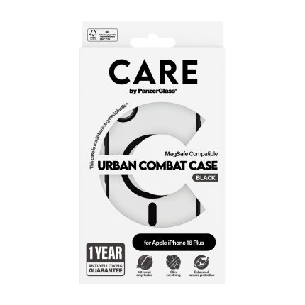 CARE by PanzerGlass® Flagship Case Urban Combat Black Frame & MagSafe for Apple iPhone 16 Plus – Mobit.gr