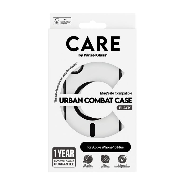 CARE by PanzerGlass® Flagship Case Urban Combat Black Frame & MagSafe for Apple iPhone 16 Plus – Mobit.gr