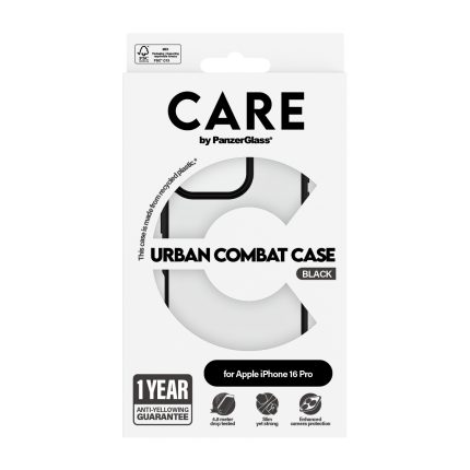 CARE by PanzerGlass® Flagship Case Transparent Urban Combat w. Black Frame iPhone 16 Pro – Mobit.gr