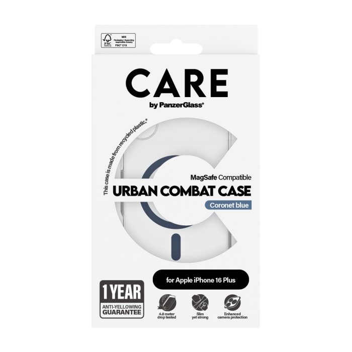 CARE by PanzerGlass® Flagship Case Urban Combat w. Blue MagSafe for Apple iPhone 16 Plus – Mobit.gr