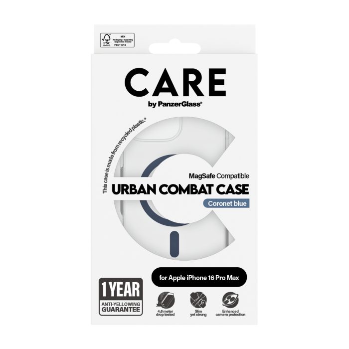 CARE by PanzerGlass® Flagship Case Urban Combat w. Blue MagSafe for Apple iPhone 16 Pro Max – Mobit.gr