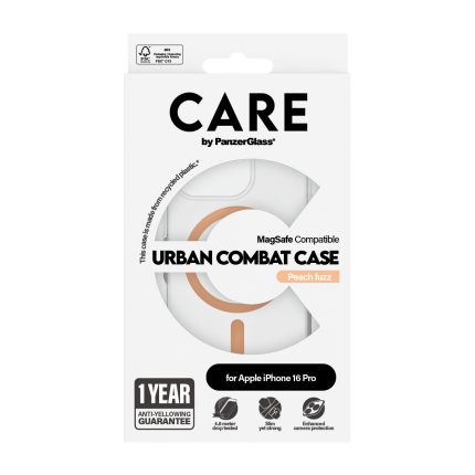 CARE by PanzerGlass® Flagship Case Transparent Urban Combat w. Peachy MagSafe iPhone 16 Pro – Mobit.gr