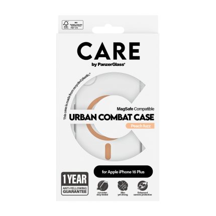 CARE by PanzerGlass® Flagship Case Transparent Urban Combat w. Peachy MagSafe iPhone 16 Plus – Mobit.gr