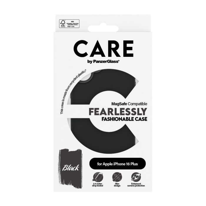 CARE by PanzerGlass® Fashionable Case Black w. MagSafe iPhone 16 Plus – Mobit.gr