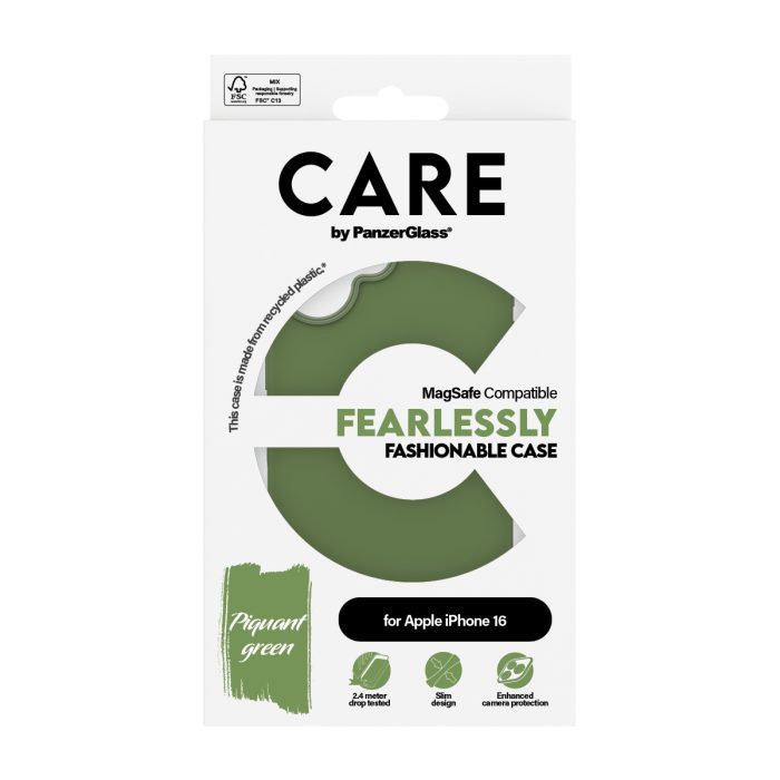 CARE by PanzerGlass® Fashionable Case Green w. MagSafe iPhone 16 – Mobit.gr