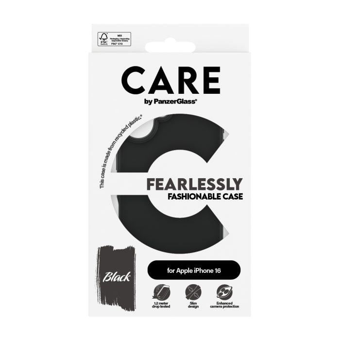 CARE by PanzerGlass® Fashionable Case Black iPhone 16 – Mobit.gr