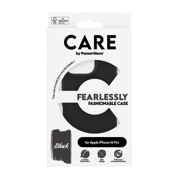 CARE by PanzerGlass® Fashionable Case Black iPhone 16 Pro – Mobit.gr