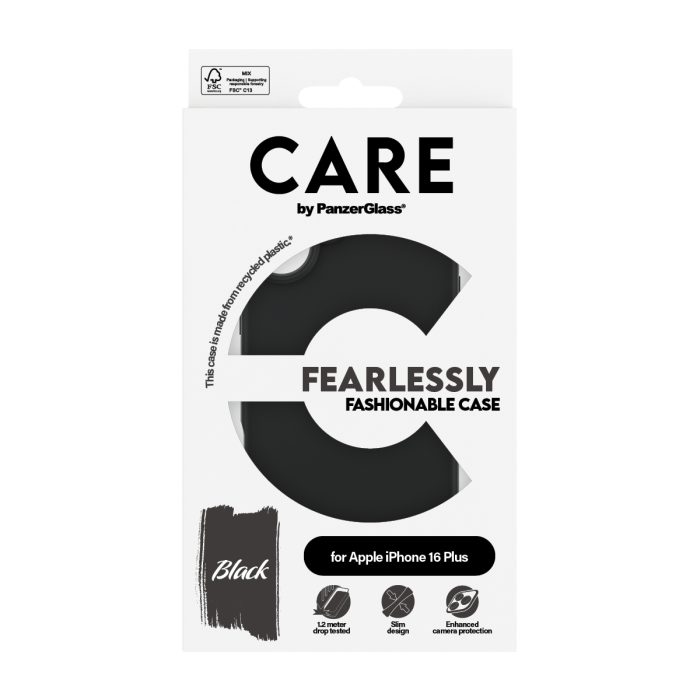 CARE by PanzerGlass® Fashionable Case Black iPhone 16 Plus – Mobit.gr