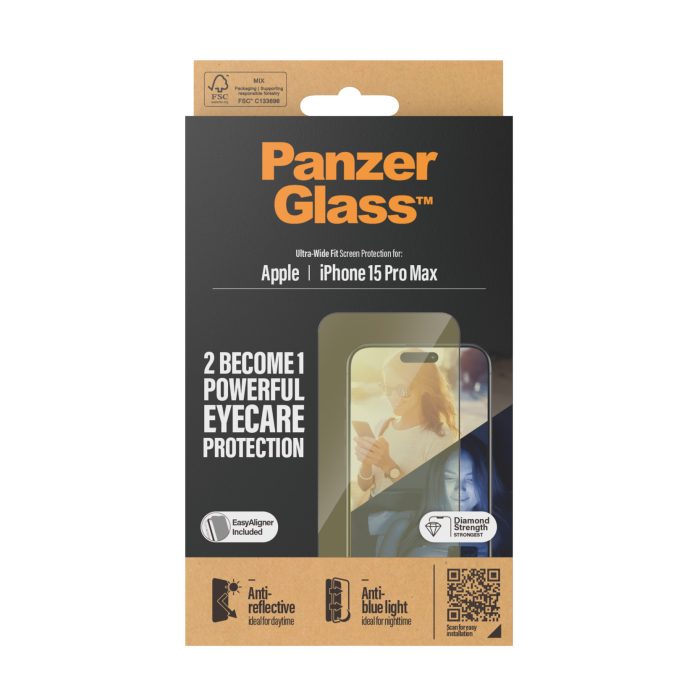PanzerGlass™ Eyecare Screen Protection iPhone 15 Pro Max | Ultra-Wide Fit – Mobit.gr