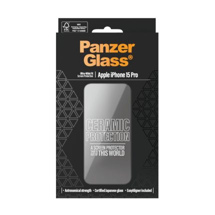 PanzerGlass™ Ceramic Protection for iPhone 15 Pro | Ultra-Wide Fit w. EasyAligner – Mobit.gr