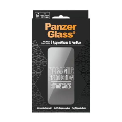 PanzerGlass™ Ceramic Protection for iPhone 15 Pro Max | Ultra-Wide Fit w. EasyAligner – Mobit.gr