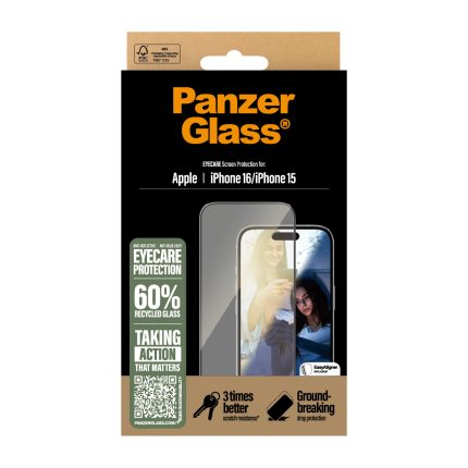 PanzerGlass® EyeCare Screen Protector Apple | iPhone 16/iPhone 15 | Ultra-Wide Fit – Mobit.gr
