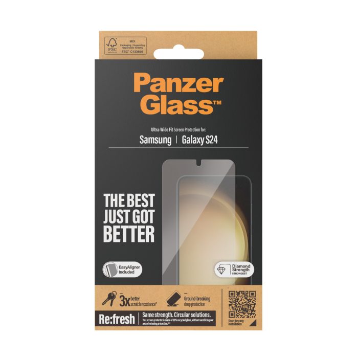 PanzerGlass™ Screen Protector Samsung Galaxy S24 | Ultra-Wide Fit wApplicator – Mobit.gr