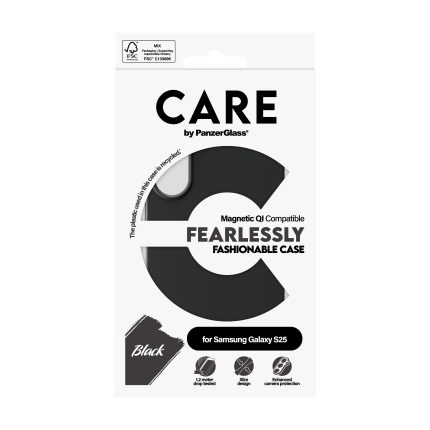 CARE by PanzerGlass® Fashionable Case Black w. Qi Compatible Samsung Galaxy S25 – Mobit.gr