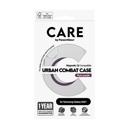 CARE by PanzerGlass® Flagship Case Transparent Urban Combat w. Plum Purple Qi Compatible Samsung Galaxy S25 Plus – Mobit.gr
