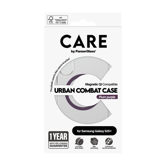 CARE by PanzerGlass® Flagship Case Transparent Urban Combat w. Plum Purple Qi Compatible Samsung Galaxy S25 Plus – Mobit.gr