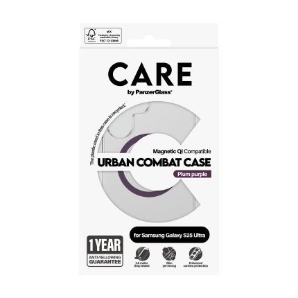 CARE by PanzerGlass® Flagship Case Transparent Urban Combat w. Plum Purple Qi Compatible Samsung Galaxy S25 Ultra – Mobit.gr