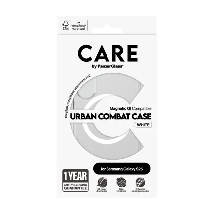 CARE by PanzerGlass® Flagship Case Transparent Urban Combat w. White Qi Compatible Samsung Galaxy S25 – Mobit.gr
