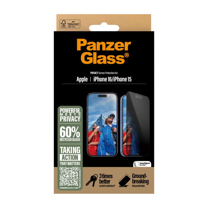 PanzerGlass® Privacy Screen Protector Apple | iPhone 16/iPhone 15 | Ultra-Wide Fit – Mobit.gr