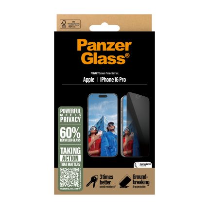 PanzerGlass® Privacy Screen Protector Apple | iPhone 16 Pro | Ultra-Wide Fit – Mobit.gr