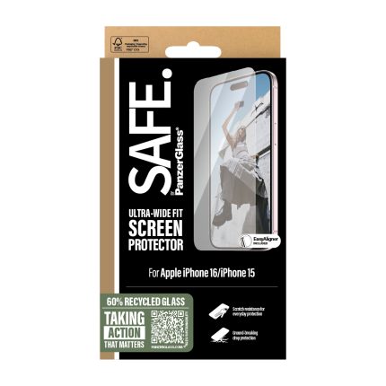 SAFE. by PanzerGlass® Screen Protector Apple | iPhone 16/iPhone 15 | Ultra-Wide Fit – Mobit.gr