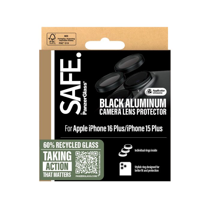 SAFE. by PanzerGlass® Camera Lens Protector Black Apple | iPhone 16/iPhone 16 Plus – Mobit.gr