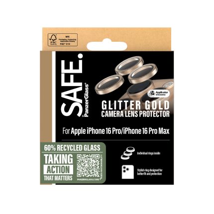 SAFE. by PanzerGlass® Camera Lens Protector Glitter Gold Apple | iPhone 16 Pro/iPhone 16 Pro Max – Mobit.gr