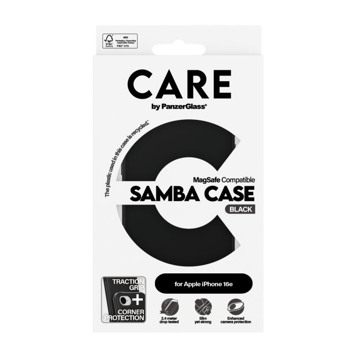 CARE by PanzerGlass® Fashionable Case Samba Black w. MagSafe iPhone 16e – Mobit.gr